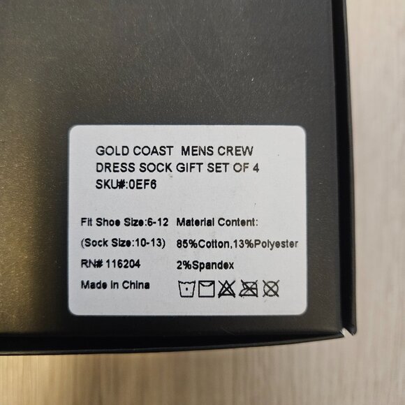 Gold Coast Men's Cotton Blend Crew Dress Socks, 4 Pk NWT - Picture 3 of 3